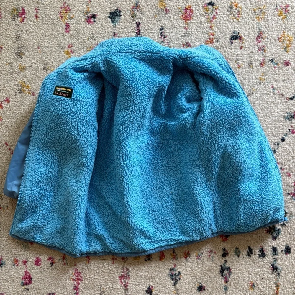 LL Bean Jacket Girls Medium 5/6 Blue Reversible